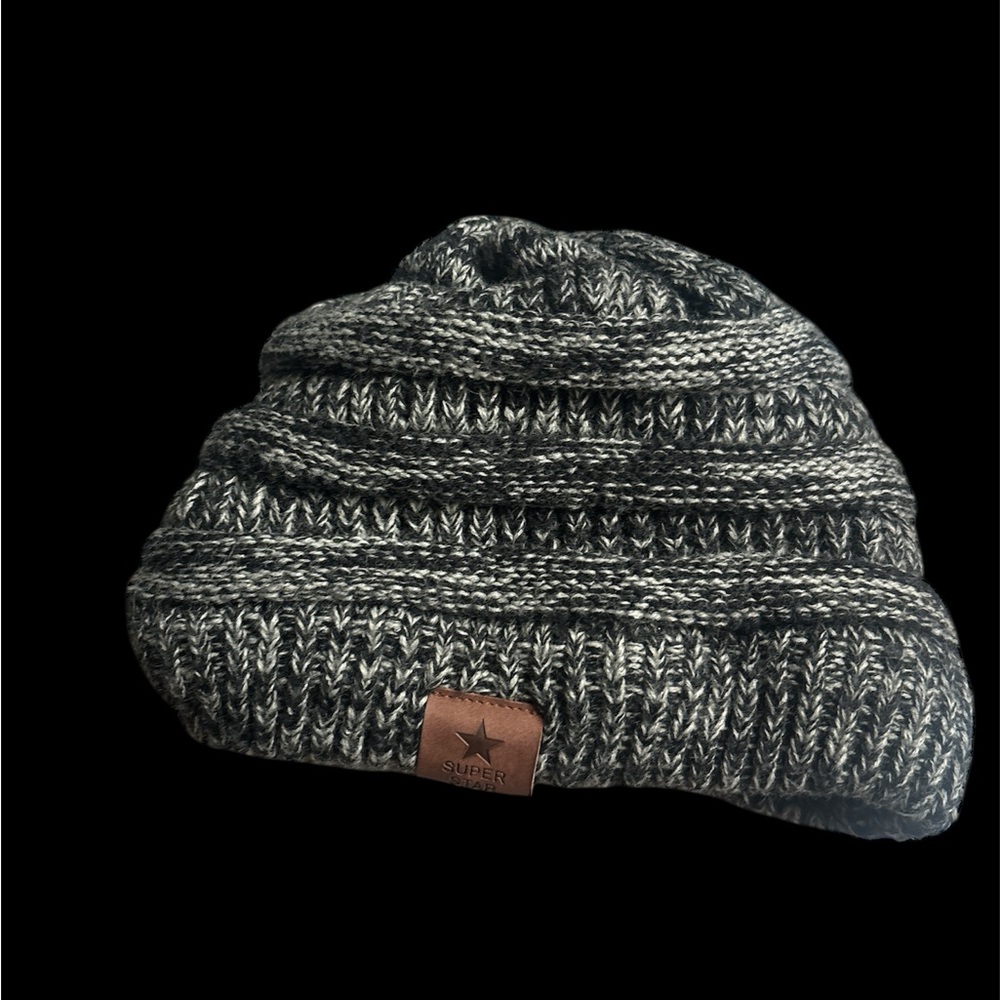 Black and Gray Knit Beanie